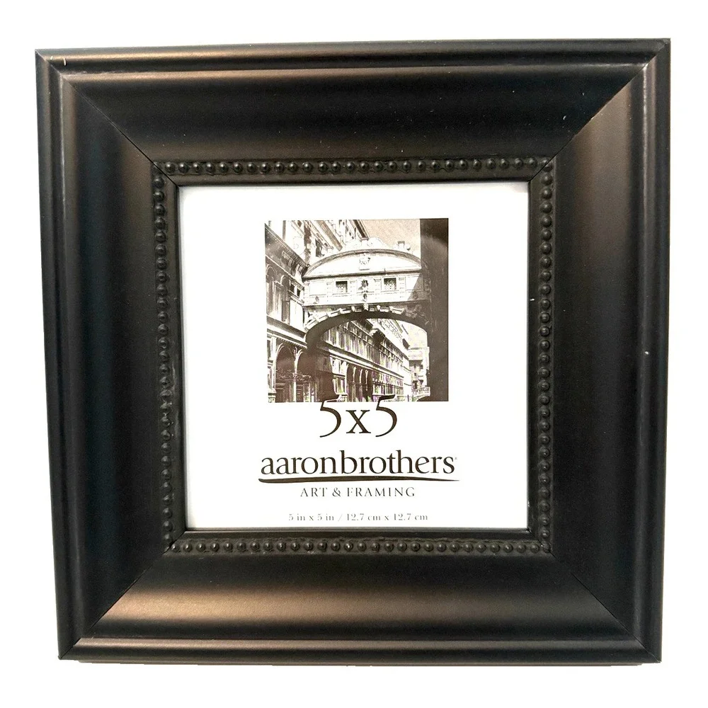 Black Wooden 8X8 Photo Frame for 5X5 Picture with Glass by Aaron Brothers NEW